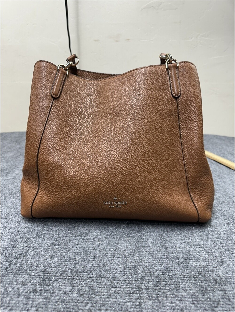 Kate Spade Leila Triple Compartment 2 Handle Purse Shoulder Bag Tote Brown
